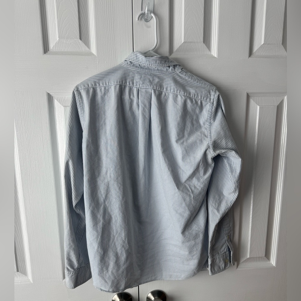 Ralph Lauren White & Blue Stripes Button Down Blouse Size 10 Classic Fit - Picture 6 of 6